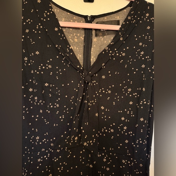 Reformation Este Tie Neck Dress A Line Stars Black Gold Mini Size 10 EUC - Picture 9 of 9